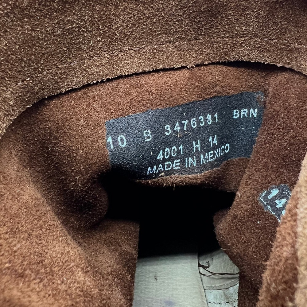 FRYE Jane Strappy Short Boot 10 Brown Suede Leather Block Heel Western Distress - Picture 12 of 13